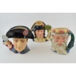 A trio of large Royal Doulton character jugs to include Napoleon Bonaparte, Captain Bligh and