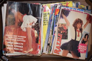 A quantity of erotic magazines to include copies of Fiesta, Escort, Razzle, Playbirds and similar