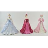A boxed trio of Coalport figurines to include Emily L/E, Evening at the Opera L/E and Evening