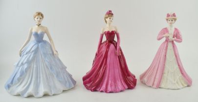 A boxed trio of Coalport figurines to include Emily L/E, Evening at the Opera L/E and Evening