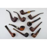 A collection of vintage tobacco smoking pipes to include briar examples by 'Civic', 'Vollams, '
