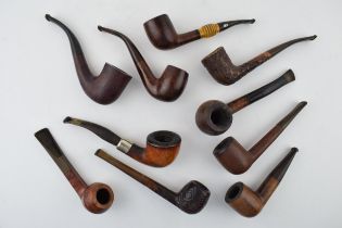 A collection of vintage tobacco smoking pipes to include briar examples by 'Civic', 'Vollams, '