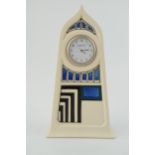 Moorcroft Mackintosh style derngate mantle clock, 23cm tall. In good condition with no obvious