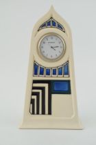Moorcroft Mackintosh style derngate mantle clock, 23cm tall. In good condition with no obvious