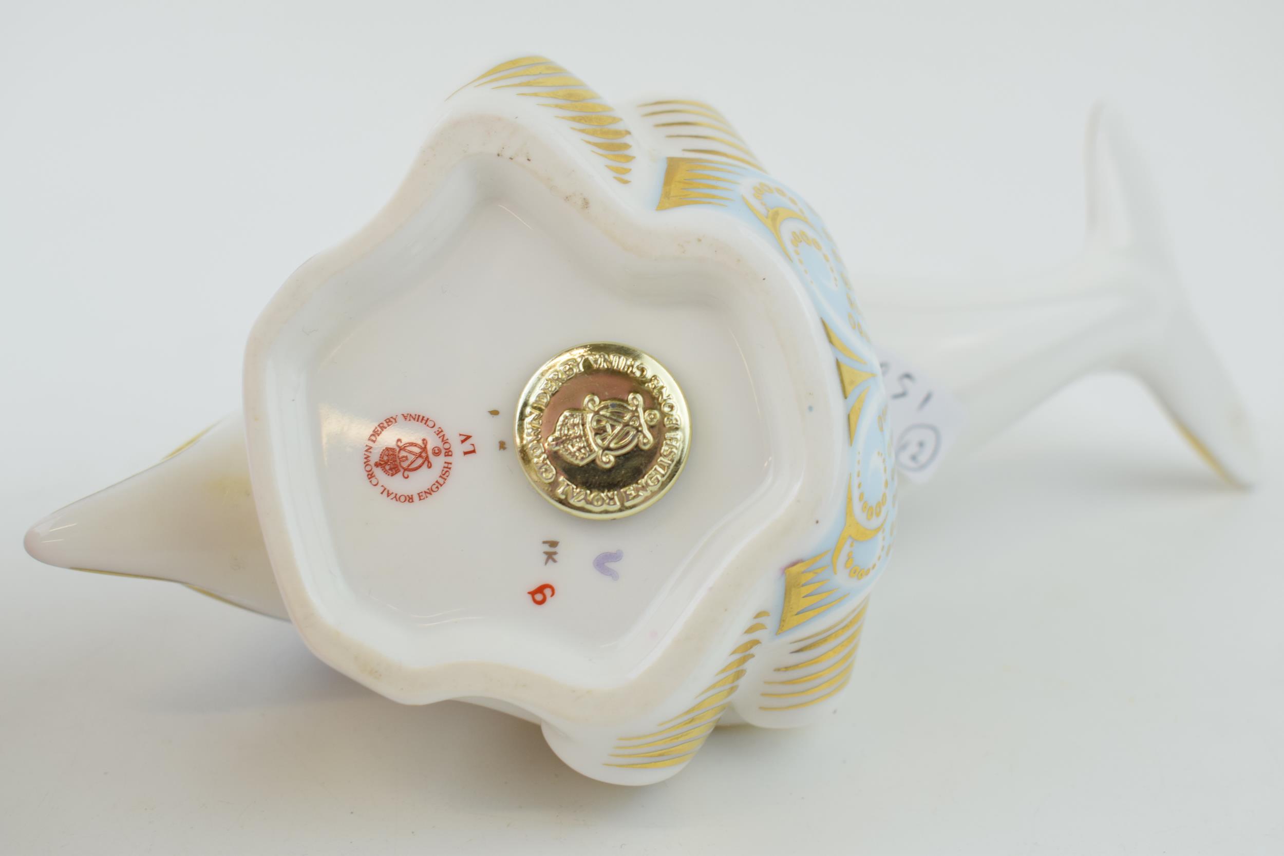 Royal Crown Derby paperweight in the form of an 'Dolphin', first quality, gold stopper, Height - Image 2 of 2