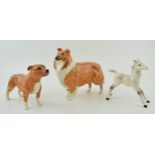 Beswick to include a rough collie, a bulldog and a grey large outstretched foal (3). In good