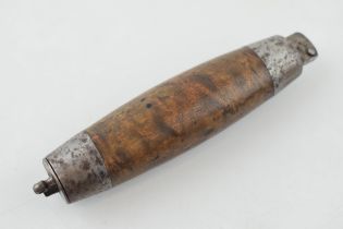 A Swedish barrel knife. Walnut handle with steel blade, marked 'Segerstrom Eskilstuna'. Length 11cm.