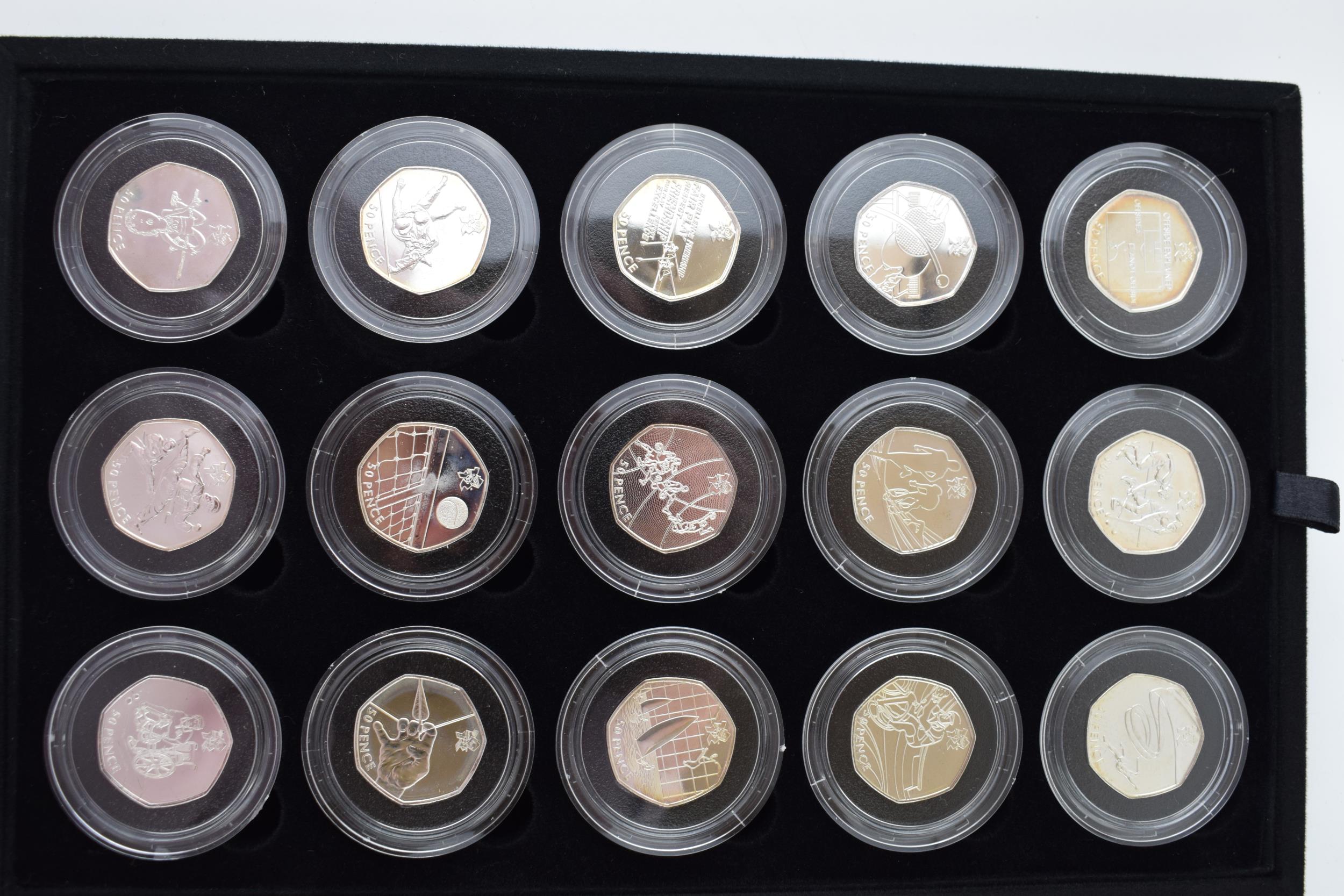 Royal Mint silver proof London 2012 Olympic 50p collection, 29 in total, in Original Case with - Image 3 of 6