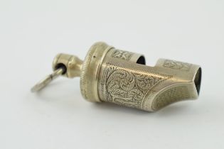 An antique whistle, possibly a safety whistle with monogram. 6cm.