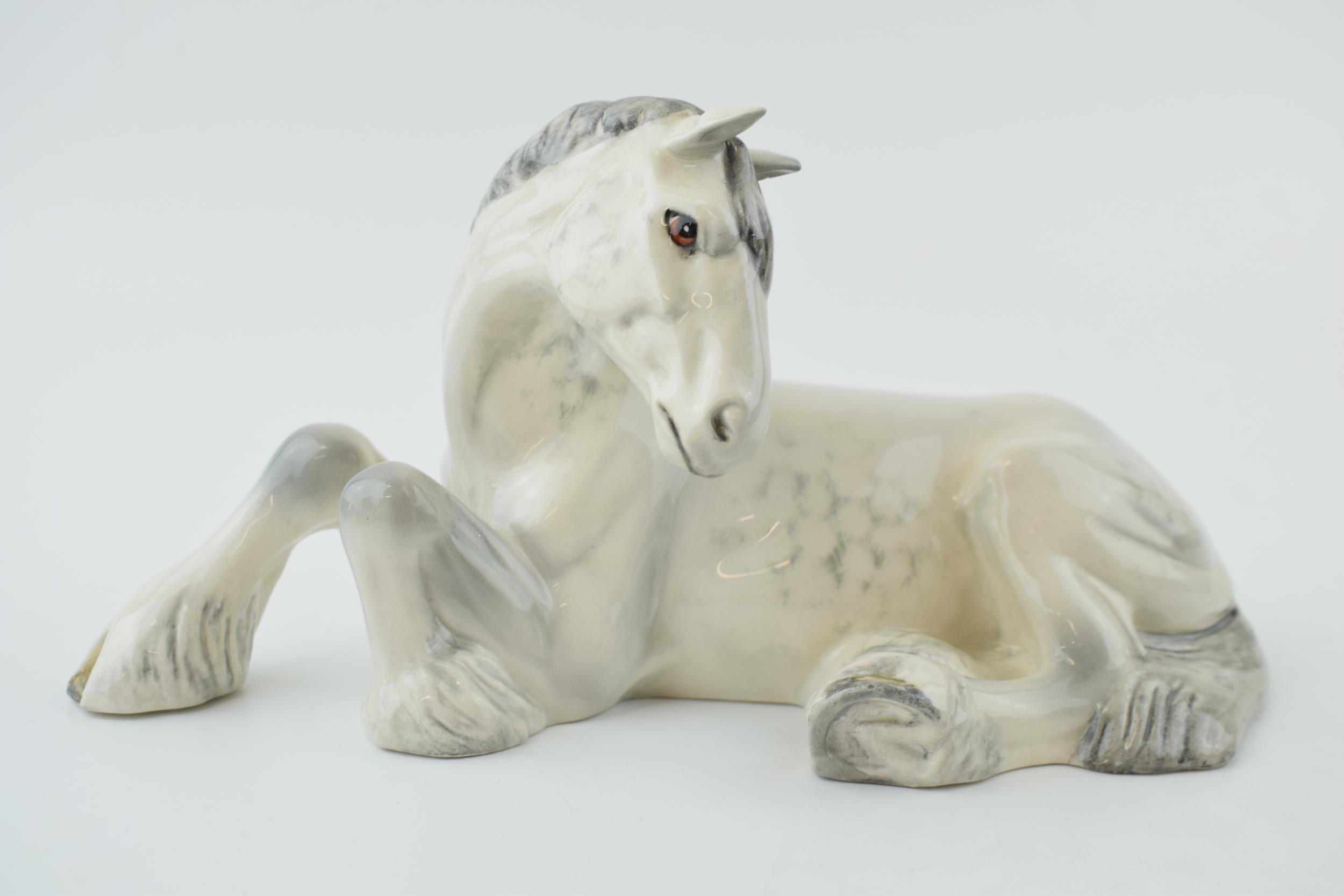 Beswick Shire Horse lying down dapple grey 2459. 12cm tall In good condition without any obvious