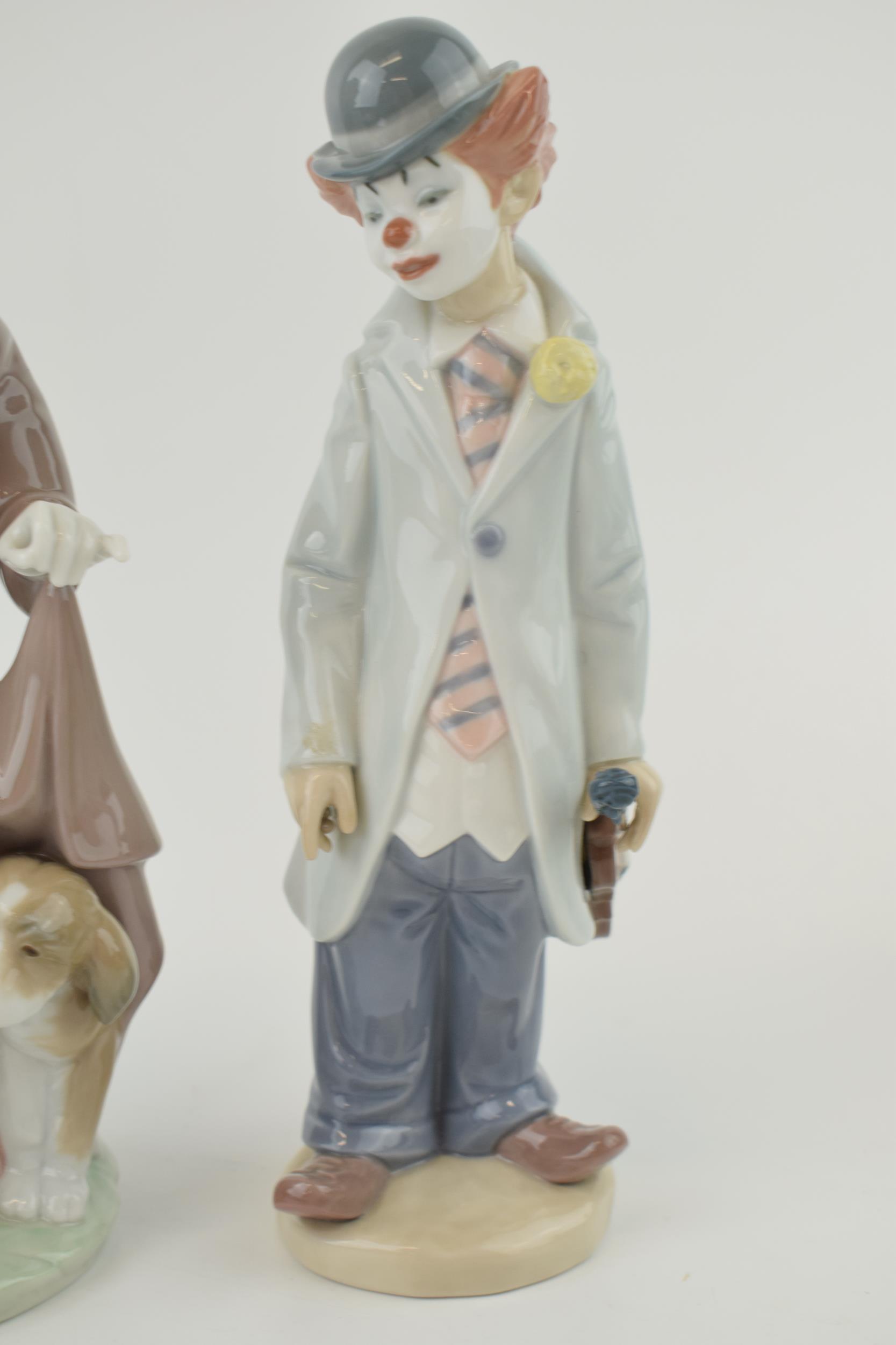 Lladro Clown figures Sad Sax 5471, Circus Sam 5472 & Surprise 5901, tallest 25cm (3). In good - Image 2 of 4