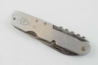An example of an early multi tool Swiss Army Knife style pen knife with aluminium case, Length 10.