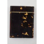 An antique tortoise shell card case a/f. Height 10.5cm. With damage to hinge.