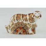 Royal Crown Derby paperweight in the form of an 'Bengal Tiger', first quality, gold stopper,