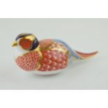Royal Crown Derby paperweight in the form of an 'Pheasant', first quality, gold stopper, Height 7cm.