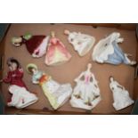 Royal Doulton figures to include Country Rose, Lorraine, Debbie and others with a Coalport figure