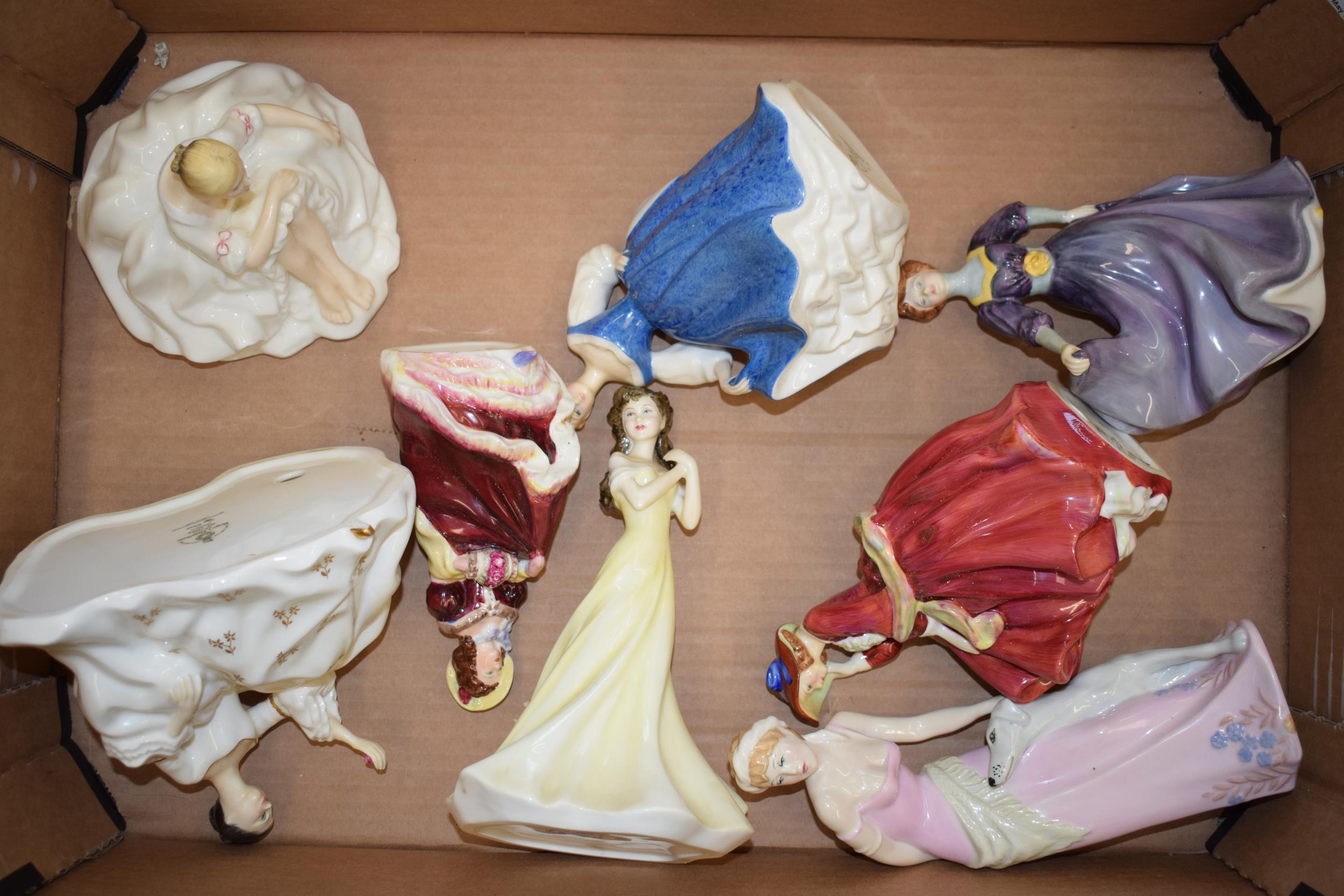 A collection of Coalport and Royal Doulton figures to include Jacqueline, Kay and others (8 - all