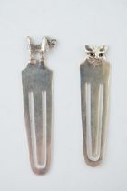 A pair of sterling silver bookmarks, one with a cat, the other a dog, 3.9 grams (2), 48mm long.