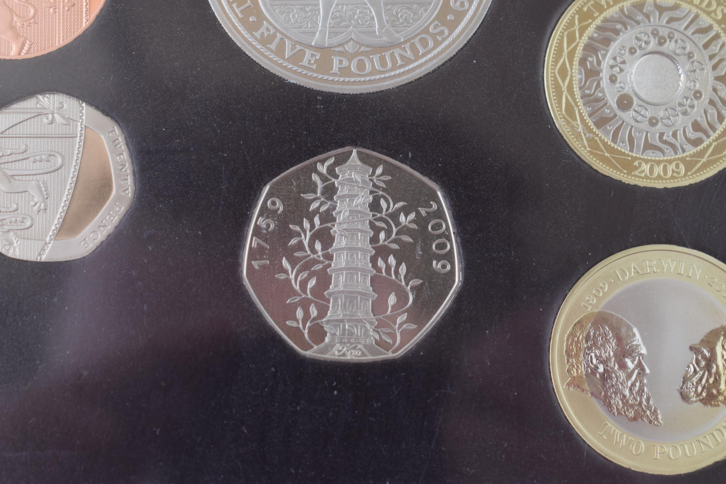 2009 UK Proof Coin set, 12 coins from £5-1p, including the 'Kew Gardens' 50p; in Royal Mint box with - Image 3 of 4