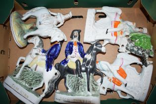 A group of equestrian Victorian Staffordshire Figures, including Havelock, Campbell, Tom King,