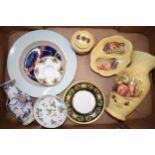 Pottery to include Aynsley Orchard Gold items, Wedgwood Wild Strawberry small vase, a pair of