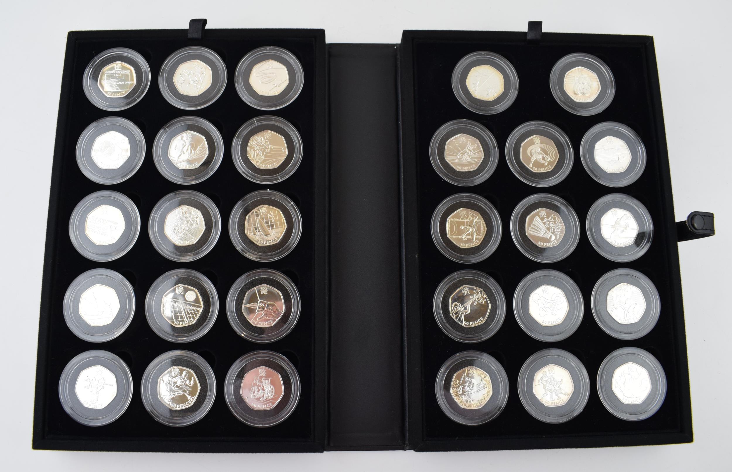 Royal Mint silver proof London 2012 Olympic 50p collection, 29 in total, in Original Case with