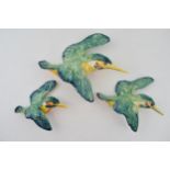 Beswick Kingfisher wall plaques to include 729-1, 729-2 and 729-3 (3 - smallest one with beak