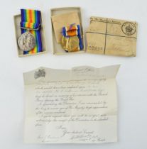 A collection of medals and ephemera to include a 1914 -1918 medal and a Great War 1914 - 1919 medal.
