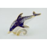 Royal Crown Derby paperweight in the form of an 'Dolphin', first quality, gold stopper, Height