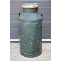 Vintage United Dairies metla milk churn with painted decoration, 74cm tall. Odd holes to bottom /