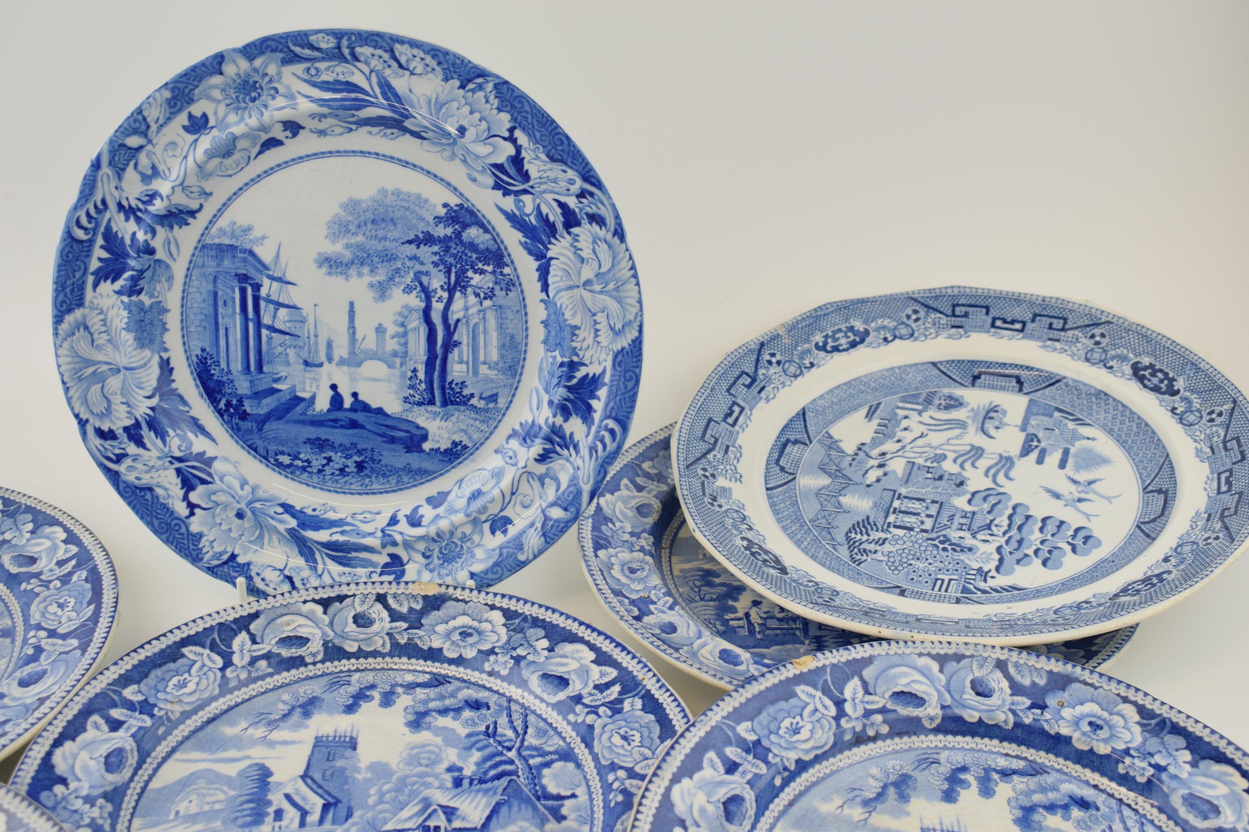 A group of early 19th century blue and white transfer-printed dinner wares, to include five - Image 4 of 7