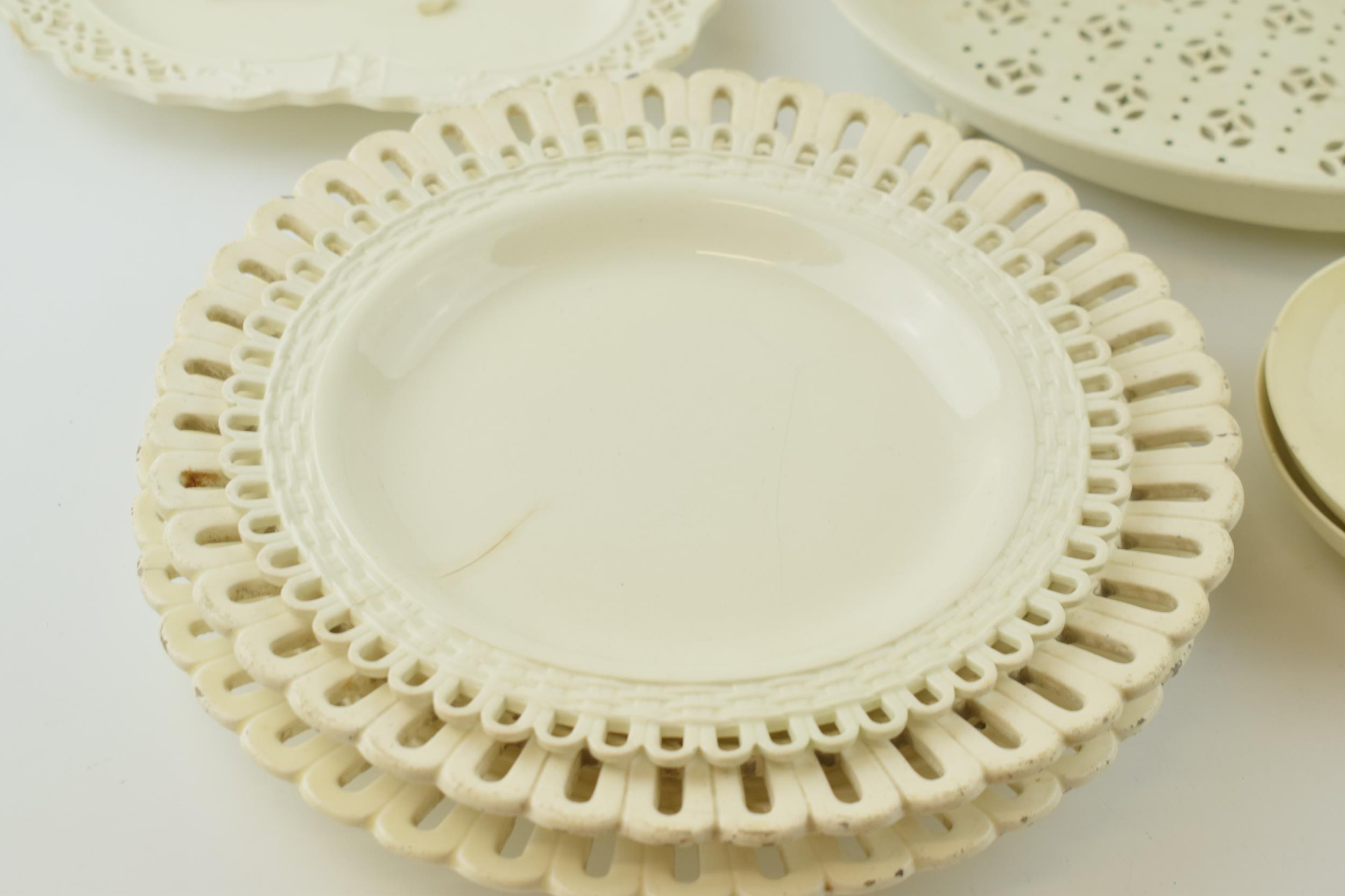 A group of late 18th, early 19th century creamware dessert wares, including pierced plates, - Image 2 of 5