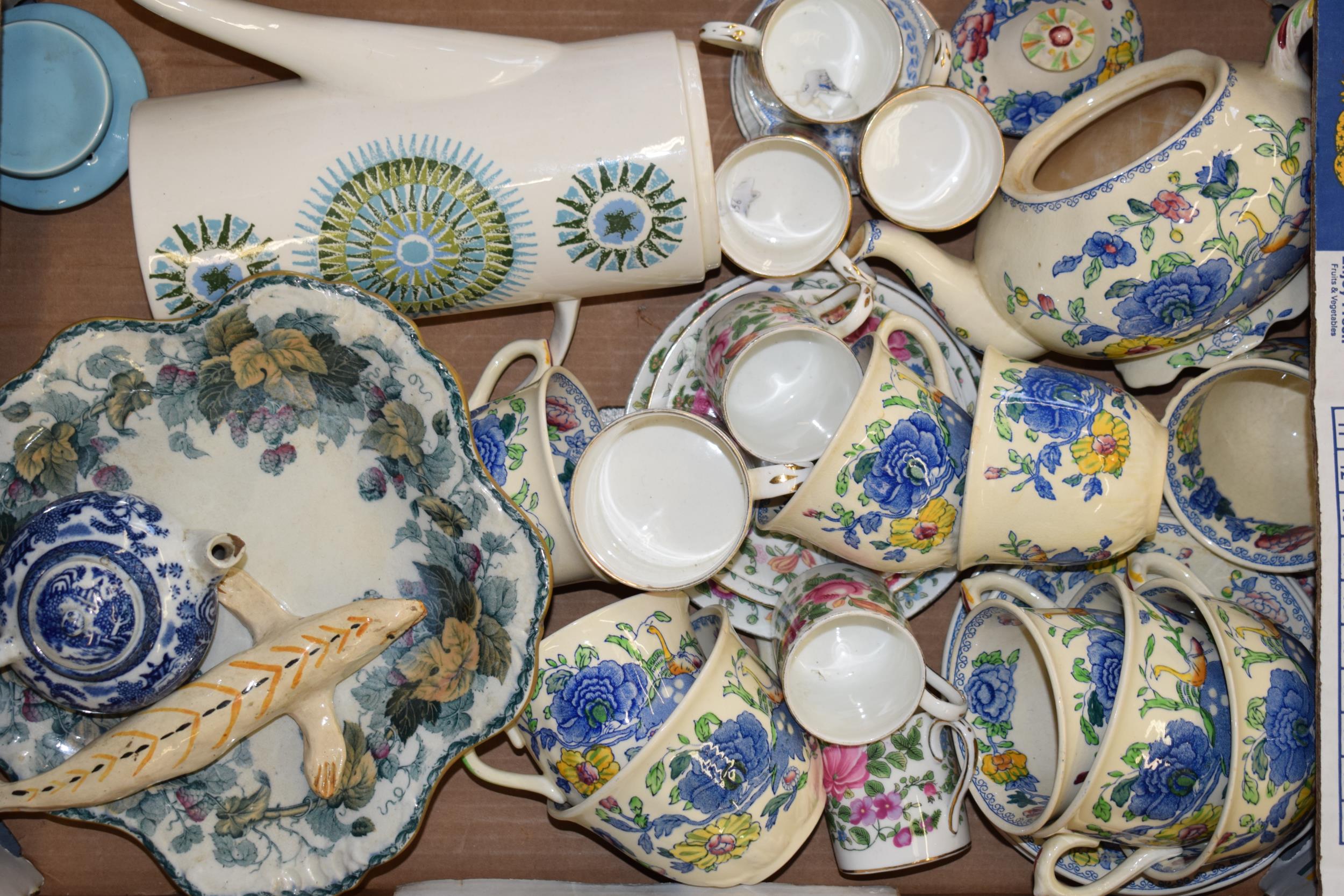 A mixed group of ceramics to include: Masons Regency, Crown Staffordshire, Davenport, and more.