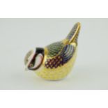 Royal Crown Derby paperweight in the form of an 'Blue Tit', first quality, gold stopper, Height 7cm.