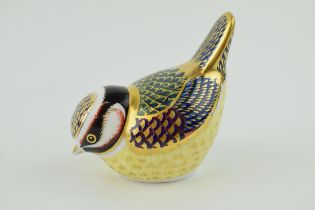 Royal Crown Derby paperweight in the form of an 'Blue Tit', first quality, gold stopper, Height 7cm.