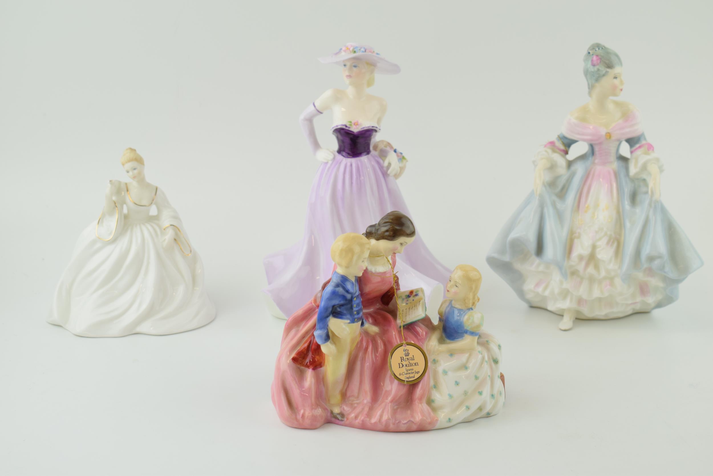 Royal Doulton figures to include Southern Belle HN2425, Bedtime Story HN2459 with Coalport