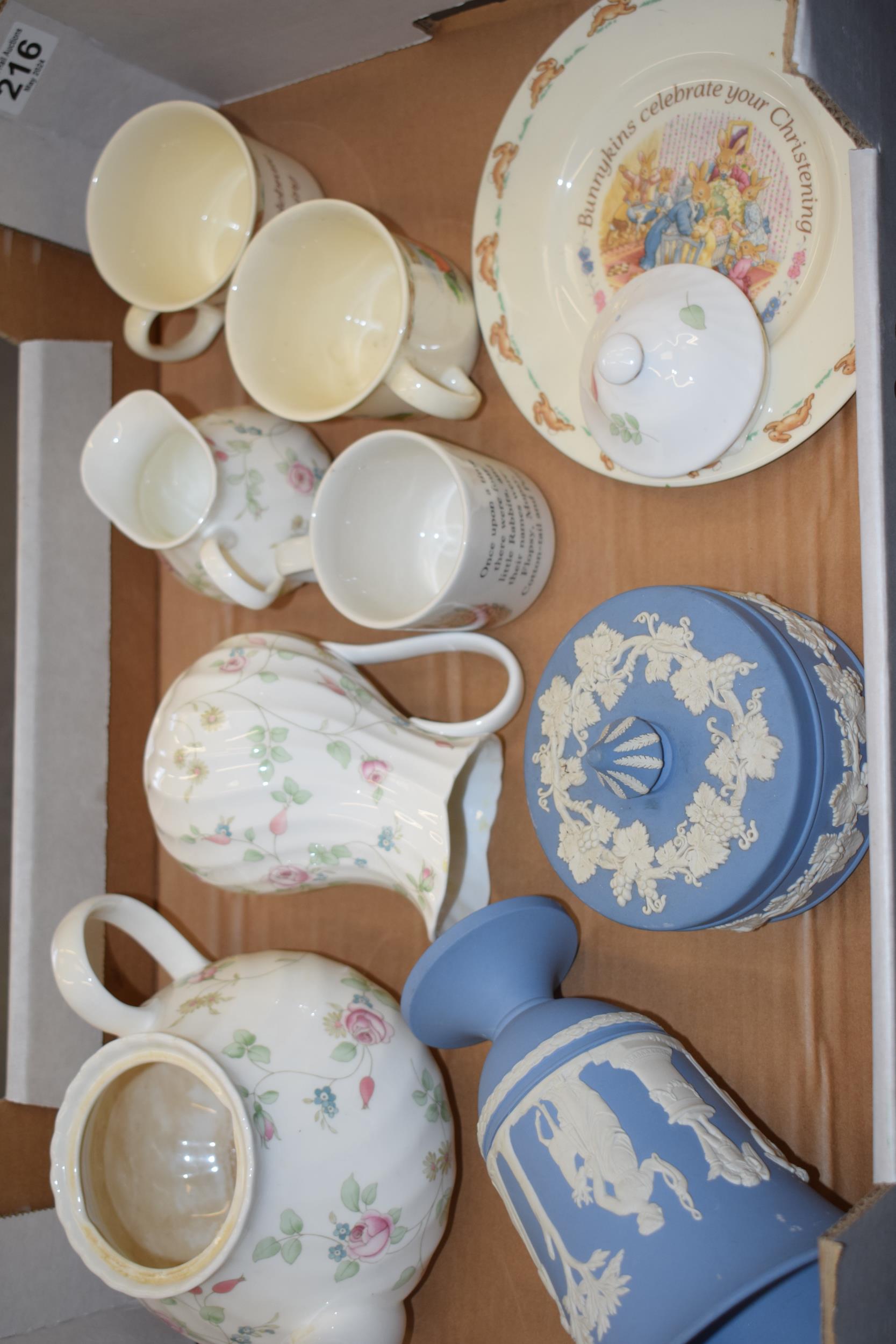 Wedgwood to include a Rosehip ribbed teapot and others, Jasperware and a Doulton Bunnykins plate ( - Image 2 of 2