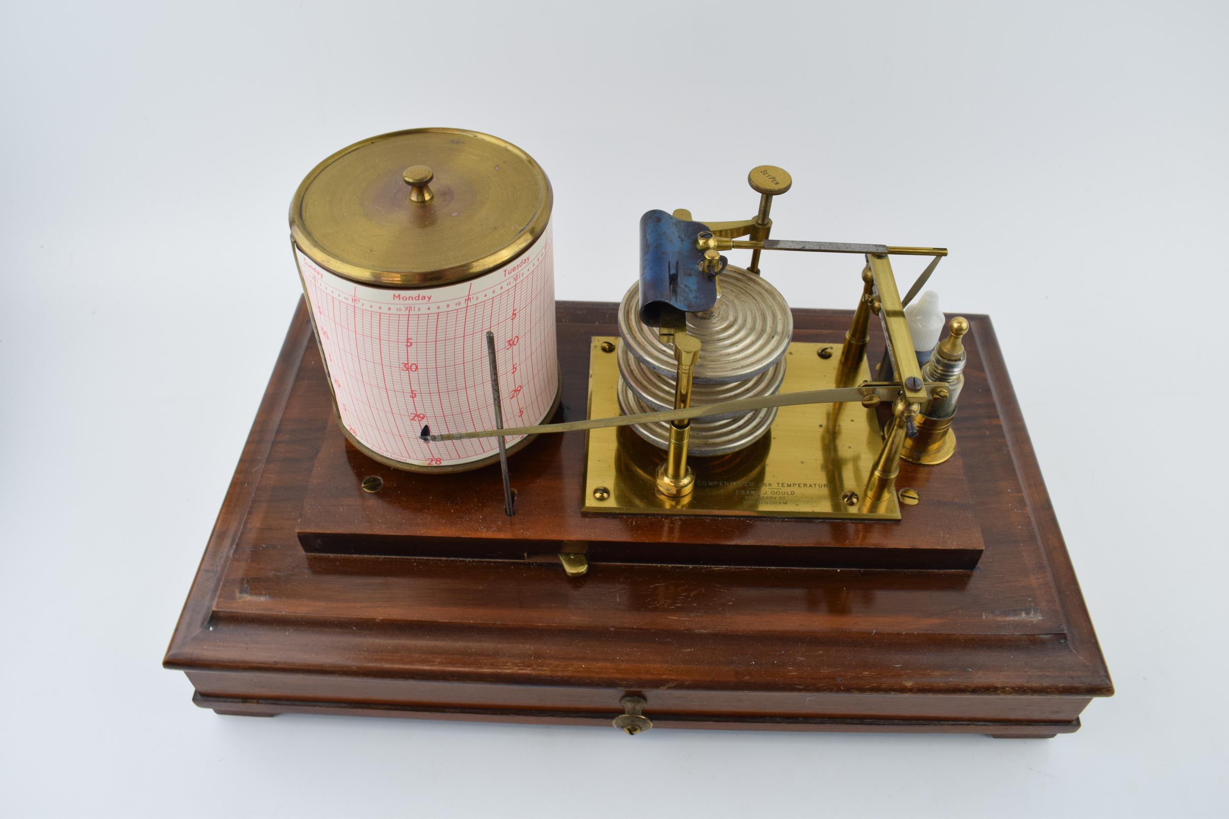 Mahogany cased 20th century 'Barograph', Frank. J. Gould, 50 Cherry Street Birmingham. Height 23cm. - Image 6 of 6