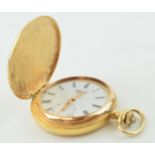 A gentleman's gold plated top winding full hunter pocket watch with Swiss Movement, retailed by