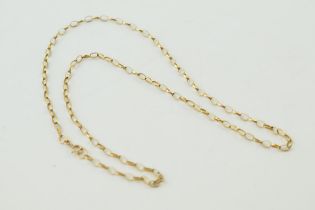 9ct gold thin belcher-style chain, 3.5 grams, circa 52cm long.