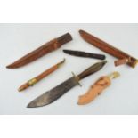 A collection of fixed blade hunting style sheath knives to include examples 'Made in Norway', 'P.