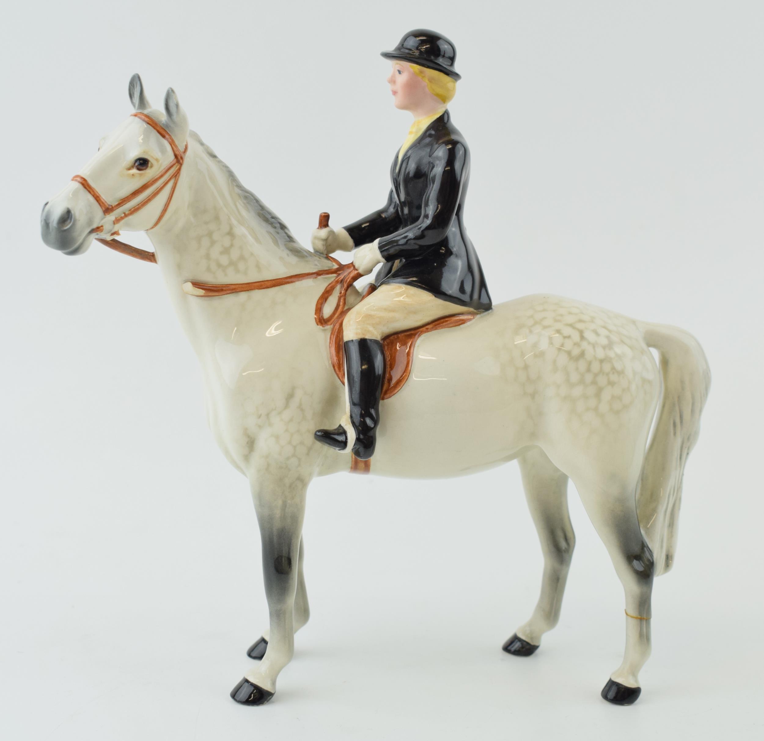 Beswick Huntswoman on grey horse 1730 (back left leg glued). Good condition apart from back left