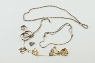 A collection of silver jewellery to include necklaces, bracelets and others, 53.0 grams. Some may be