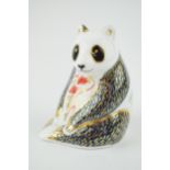 Royal Crown Derby paperweight in the form of a 'Panda', first quality, gold stopper, Height 11cm. In