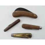 A collection of wooden handled pocket knives to include good examples by Joseph Rodgers, Taylors Eye