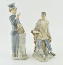 Lladro and Nao figures to include a postman and a hiker (2). In good condition with no obvious