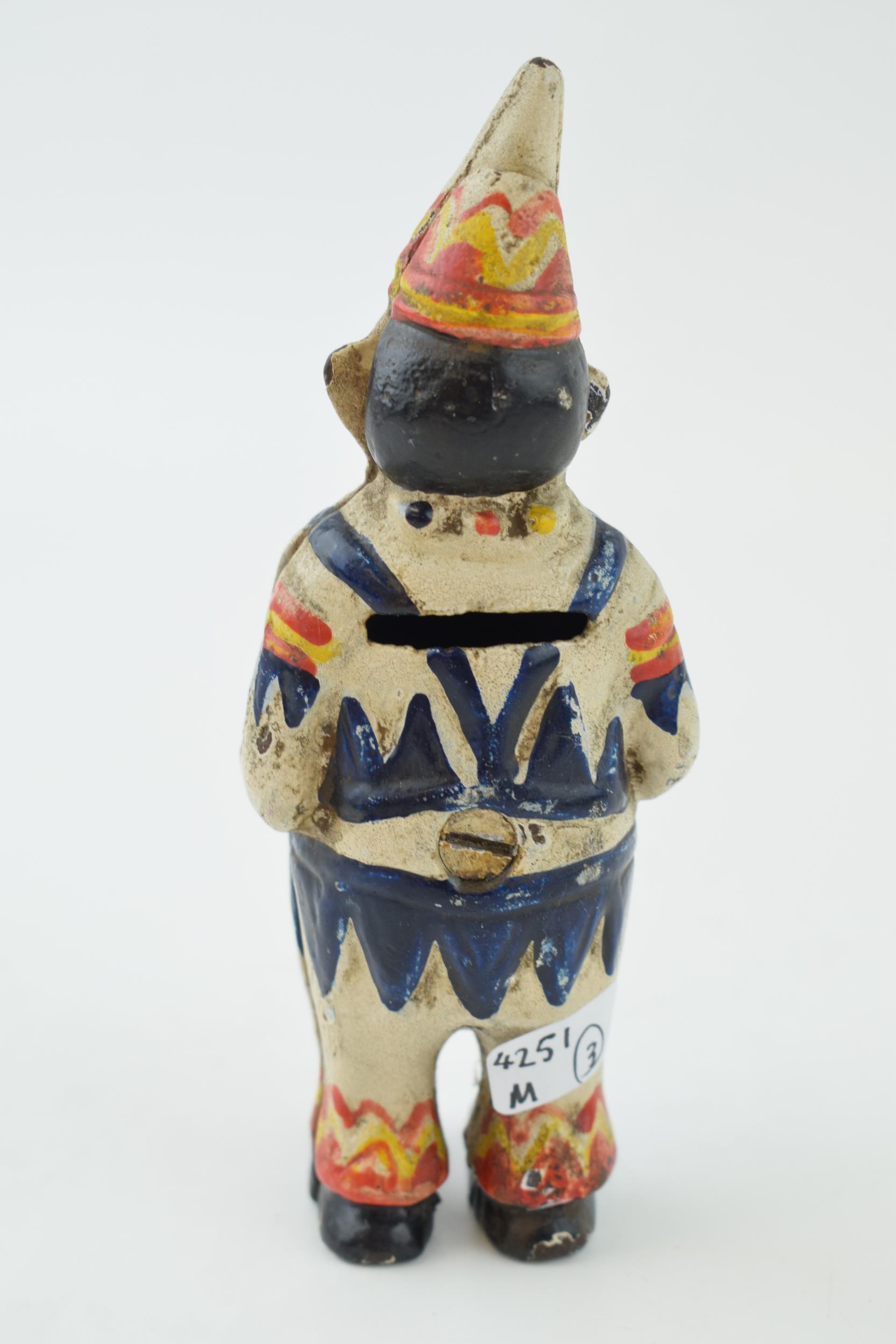 Metal novelty money box in the form of a clown. Height 14cm. - Bild 2 aus 3