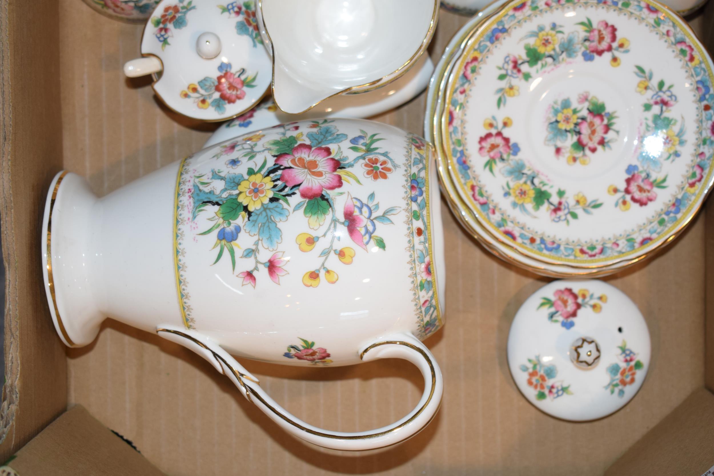 Coalport 'Ming Rose' tea service to include six cups and saucers, teapot, milk and sugar bowl - Image 3 of 3