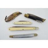 A collection of vintage knives to include Grapefruit knife, Veritable LaGuiole and other similar