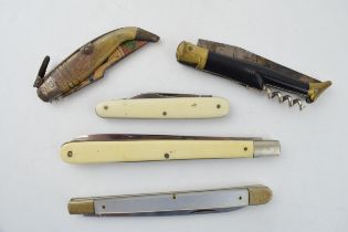 A collection of vintage knives to include Grapefruit knife, Veritable LaGuiole and other similar